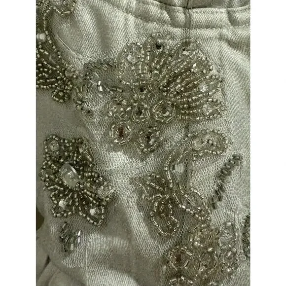 Free People Janelle Bubble Dress Denim Beaded Romper 0 NWT - Picture 8 of 11